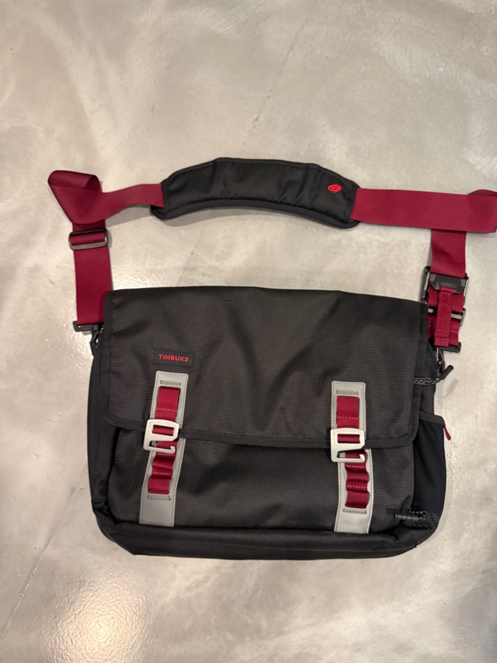 Timbuk2 Black Messenger Bag with Red Accents